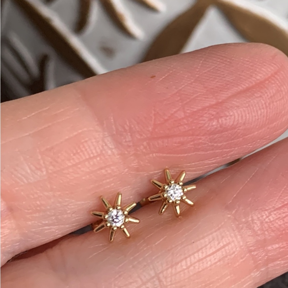 Gold Starburst Stud Earrings